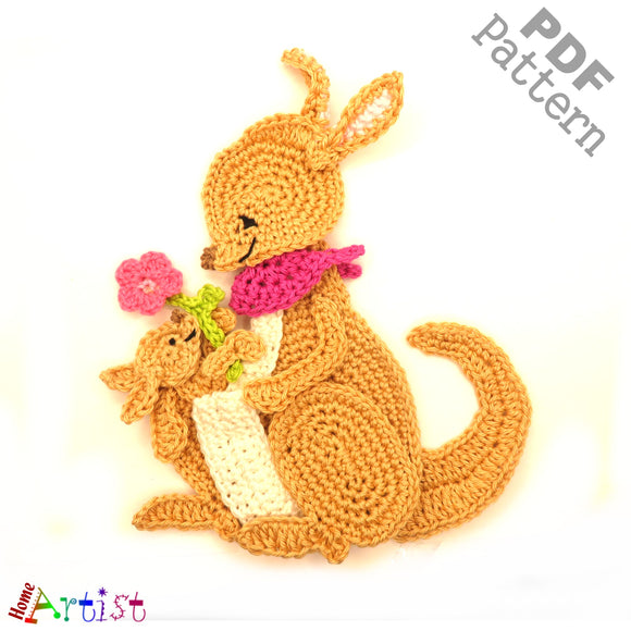 Crochet Pattern - Instant PDF Download -  Kangaroo crochet pattern applique