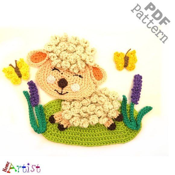 Sheep Easter   crochet Applique Pattern -INSTANT DOWNLOAD