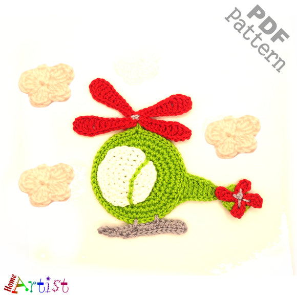Helicopter Crochet Applique Pattern -INSTANT DOWNLOAD