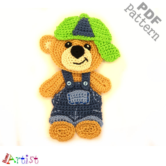 Bear boy crochet Applique Pattern -INSTANT DOWNLOAD