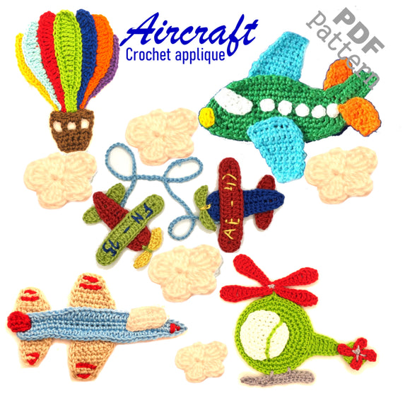 Crochet Pattern - Instant PDF Download - Air Transport set crochet Pattern Collection applique