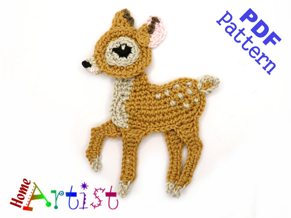 Crochet Pattern - Instant PDF Download - Deer Baby Fawn Crochet Applique Pattern applique