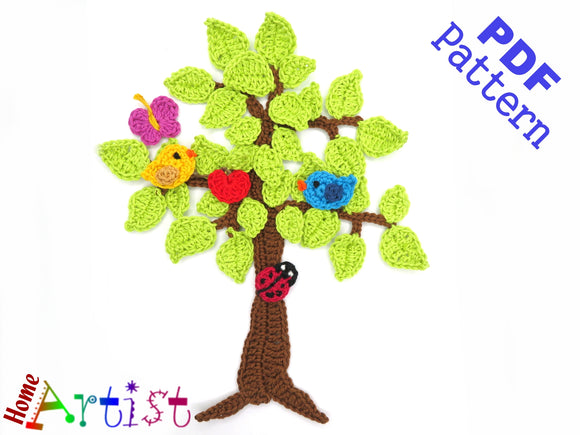 Tree set 2 crochet Applique Pattern -INSTANT DOWNLOAD