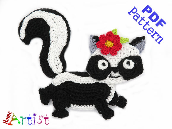 Skunk Crochet Applique Pattern -INSTANT DOWNLOAD