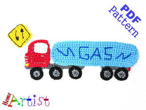 Gas Tank Truck crochet Applique Pattern -INSTANT DOWNLOAD