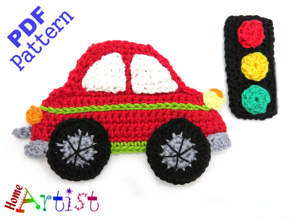 Car Crochet Applique Pattern -INSTANT DOWNLOAD