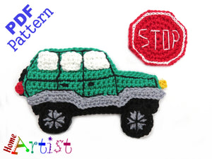 Crochet Pattern - Instant PDF Download - Car 2 crochet Applique Pattern applique