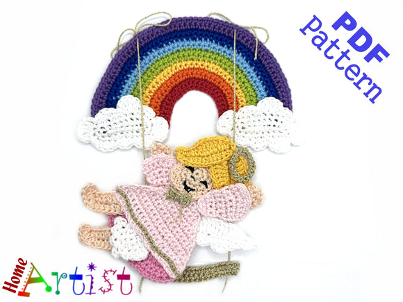 Angel Rainbow crochet Applique Pattern -INSTANT DOWNLOAD