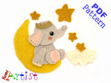 Elephant Moom crochet Applique Pattern -INSTANT DOWNLOAD