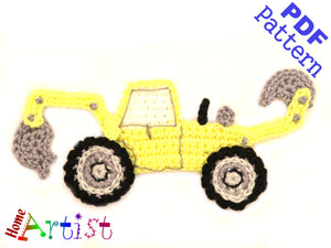 Backhoe Crochet Applique Pattern -INSTANT DOWNLOAD