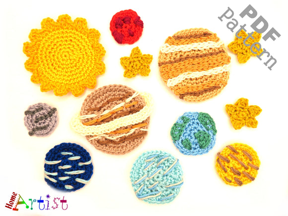 Applikation Crochet Pattern - Instant PDF Download - Planets Crochet Applique Pattern applique