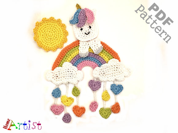 Unicorn set 3 crochet Applique Pattern -INSTANT DOWNLOAD