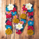 Crochet Alphabeth Uppercase Floral M Flower Letter Applique Pattern Lettering English version Instant PDF Download
