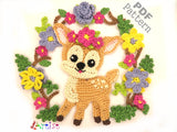 Deer Wreath Reindeer crochet Applique Pattern -INSTANT DOWNLOAD