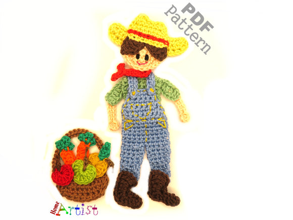 Farmer Boy/Girl Crochet Applique Pattern -INSTANT DOWNLOAD