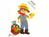 Farmer Boy/Girl Crochet Applique Pattern -INSTANT DOWNLOAD