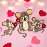 Crochet Mouse Mom and Babies Applique Pattern English version Instant PDF Download