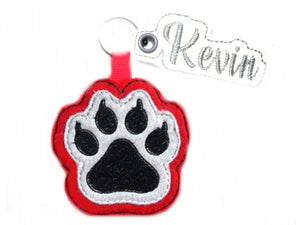 Pfote Hund oder Katze Schlüsselanhänger  Anhänger Schlüsselring Trolley Tag Rucksack Kofferanhänger Schultasche Schulranzen handgemacht gestickt…