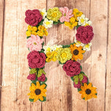 Crochet Alphabet Uppercase Floral R Flower Letter Applique Pattern Lettering English version Instant PDF Download
