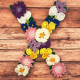 Crochet Alphabeth Uppercase Floral X Flower Letter Applique Pattern Lettering English version Instant PDF Download