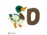 Crochet Animal Alphabet D Duck Letter Applique Pattern Lettering English version Instant PDF Download