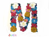Crochet Alphabeth Uppercase Floral M Flower Letter Applique Pattern Lettering English version Instant PDF Download