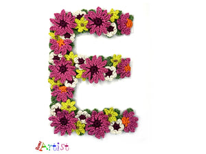 Crochet Alphabeth Uppercase E Flower Letter Applique Pattern Lettering English version Instant PDF Download (Copy) (Copy)