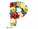 Crochet Alphabeth Uppercase Floral P Flower Letter Applique Pattern Lettering English version Instant PDF Download