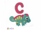 Crochet Animal Alphabet C Chameleon Letter Applique Pattern Lettering English version Instant PDF Download