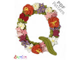 Crochet Alphabeth Uppercase Floral Q Flower Letter Applique Pattern Lettering English version Instant PDF Download
