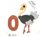 Crochet Animal Alphabet O Ostrich Letter Applique Pattern Lettering English version Instant PDF Download