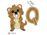 Crochet Animal Alphabet Q Quokka Letter Applique Pattern Lettering English version Instant PDF Download