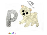 Crochet Animal Alphabet P Polar Bear Letter Applique Pattern Lettering English version Instant PDF Download