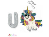 Crochet Animal Alphabet U Unicorn Letter Applique Pattern Lettering English version Instant PDF Download