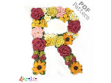 Crochet Alphabet Uppercase Floral R Flower Letter Applique Pattern Lettering English version Instant PDF Download