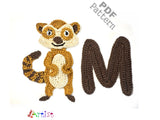 Crochet Animal Alphabet M Meerkat Letter Applique Pattern Lettering English version Instant PDF Download