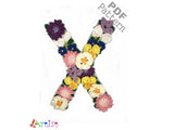 Crochet Alphabeth Uppercase Floral X Flower Letter Applique Pattern Lettering English version Instant PDF Download