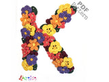 Crochet Alphabeth Uppercase Floral K Flower Letter Applique Pattern Lettering English version Instant PDF Download (Copy) (Copy) (Copy)