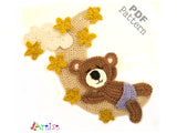 Moon Bear crochet Applique Pattern -INSTANT DOWNLOAD