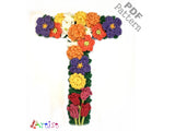 Crochet Alphabeth Uppercase Floral T Flower Letter Applique Pattern Lettering English version Instant PDF Download