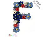 Crochet Alphabeth Uppercase F Flower Letter Applique Pattern Lettering English version Instant PDF Download (Copy) (Copy)