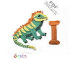 Crochet Animal Alphabet I Iguana Letter Applique Pattern Lettering English version Instant PDF Download
