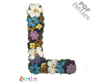 Crochet Alphabeth Uppercase Floral L Flower Letter Applique Pattern Lettering English version Instant PDF Download