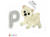 Crochet Animal Alphabet P Polar Bear Letter Applique Pattern Lettering English version Instant PDF Download