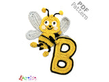 Crochet Animal Alphabet B Bee Letter Applique Pattern Lettering English version Instant PDF Download