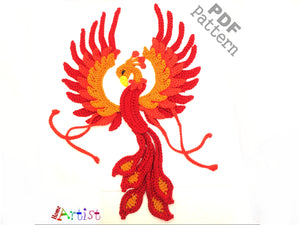 Phoenix Bird crochet Applique Pattern -INSTANT DOWNLOAD