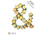 Crochet Alphabeth Uppercase Floral & Flower Letter Applique Pattern Lettering English version Instant PDF Download
