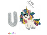 Crochet Animal Alphabet U Unicorn Letter Applique Pattern Lettering English version Instant PDF Download