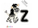 Crochet Animal Alphabet Z Zebra Letter Applique Pattern Lettering English version Instant PDF Download
