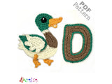 Crochet Animal Alphabet D Duck Letter Applique Pattern Lettering English version Instant PDF Download